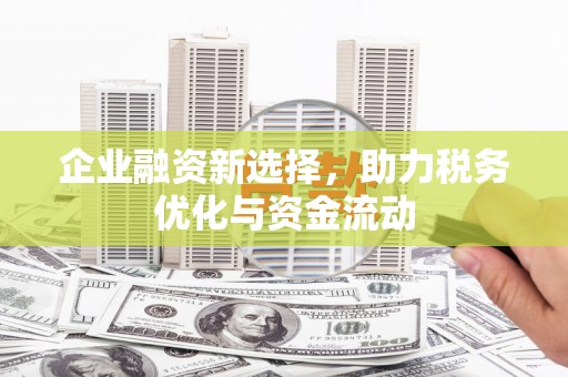 玛曲企业融资新选择，助力税务优化与资金流动