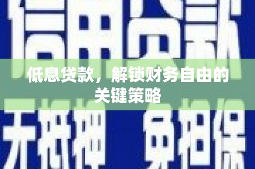玛曲低息贷款，解锁财务自由的关键策略