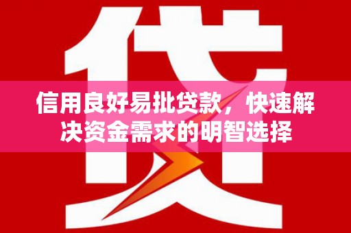 玛曲信用良好易批贷款，快速解决资金需求的明智选择