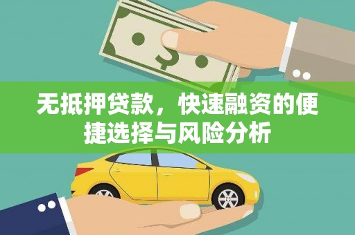 玛曲无抵押贷款，快速融资的便捷选择与风险分析