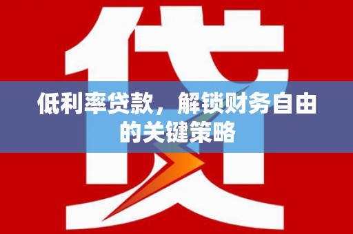玛曲低利率贷款，解锁财务自由的关键策略