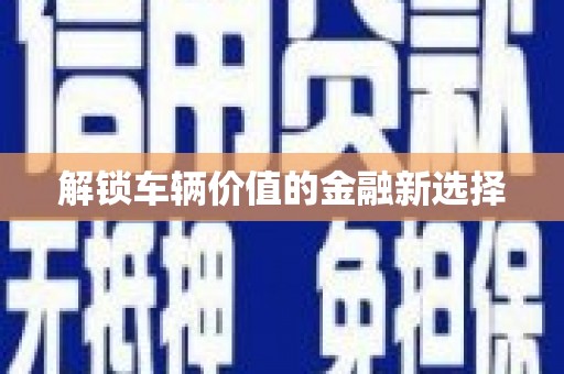 玛曲解锁车辆价值的金融新选择