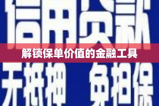 玛曲解锁保单价值的金融工具